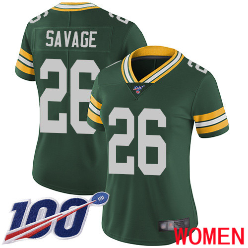 Green Bay Packers Limited Green Women #26 Savage Darnell Home Jersey Nike NFL 100th Season Vapor Untouchable->youth nfl jersey->Youth Jersey